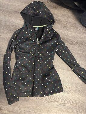 Burton Black Hooded Jacket with Multicolor Square Print
